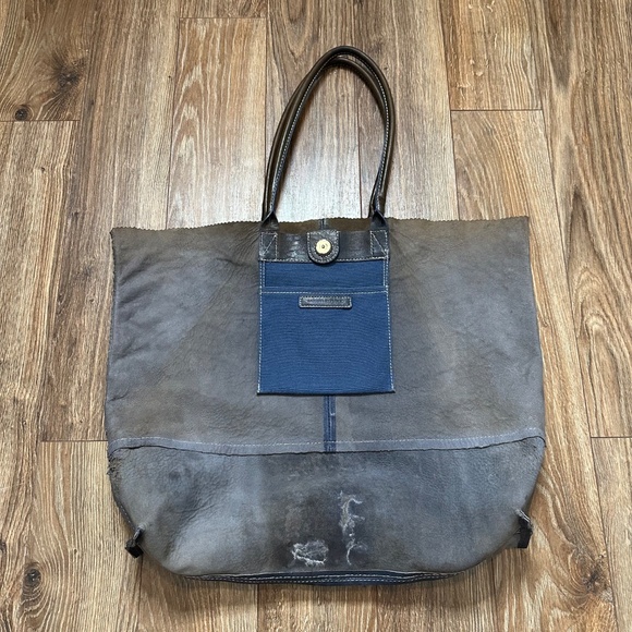 Banana Republic Faded brown Lambskin Leather Tote Hobo Bag with silver sparkle - Picture 5 of 16